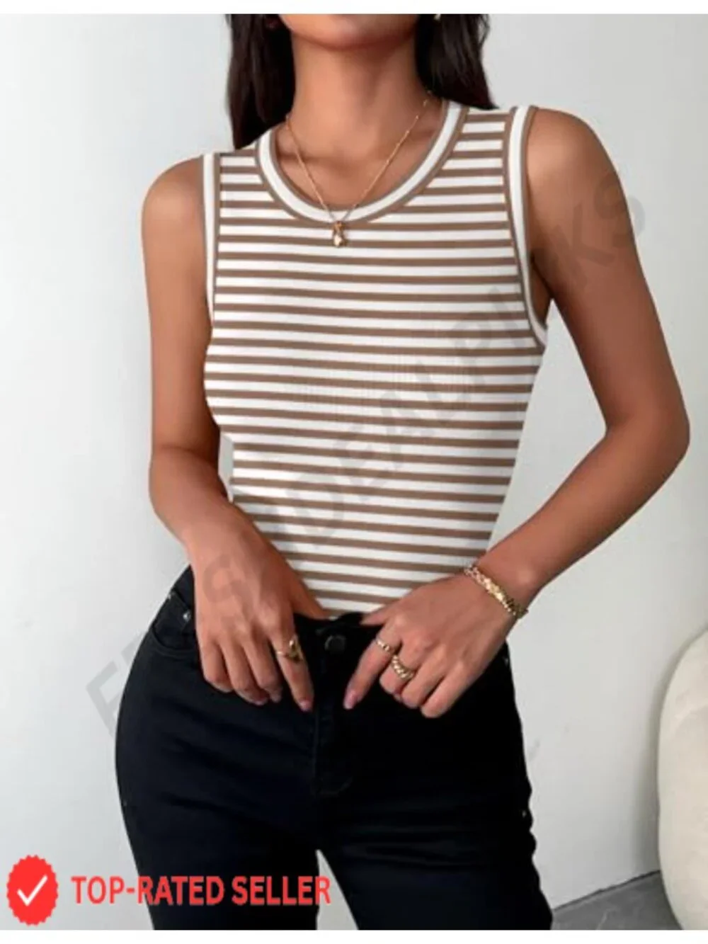 Slim Fit Ribbed Tank Top Sleeveless Crewneck Summer Basic
